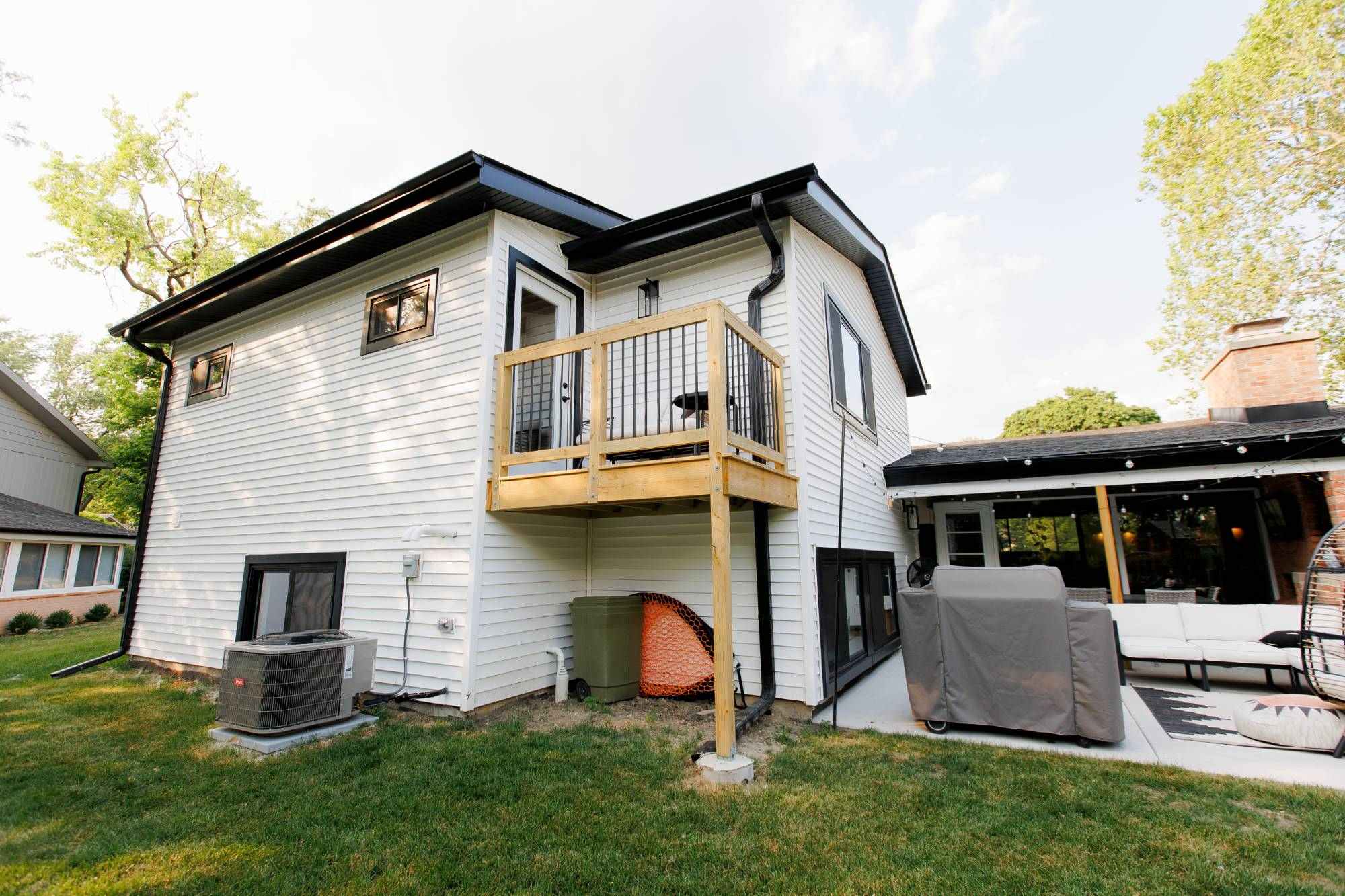 Rear exterior view of a completed second-story home addition by Skor Construction in Palatine, IL.-optimized
