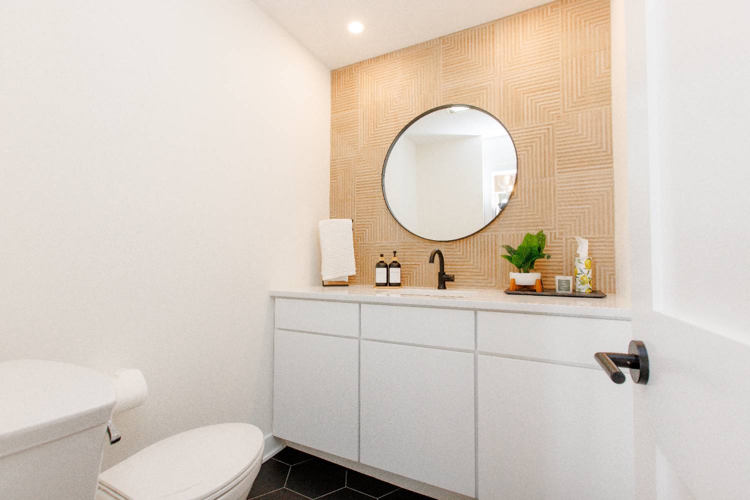 Stylish powder room completed by Skor Construction in a residential home addition project in Palatine, IL.-optimized Stylish powder room completed by Skor Construction in a residential home addition project in Palatine, IL.-optimized