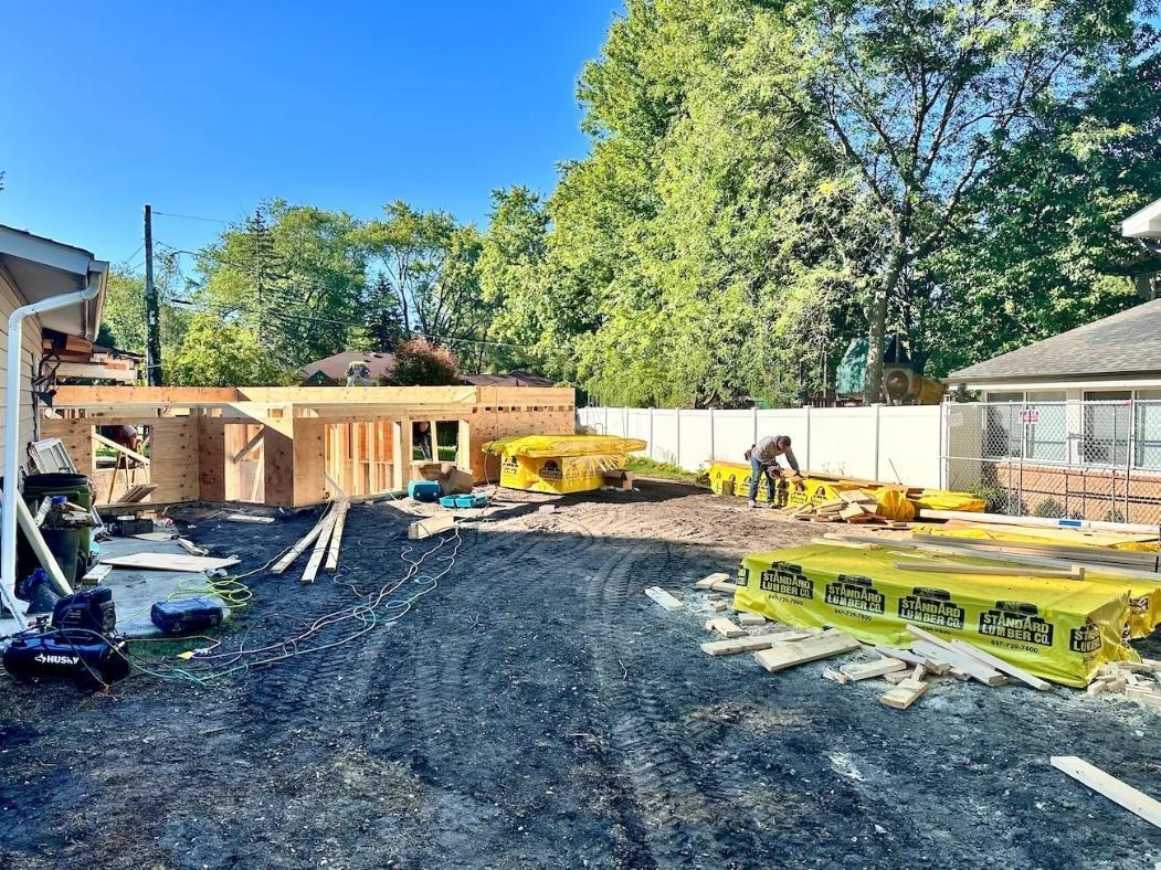Construction of home addition in Prospect Heights by SKOR Construction