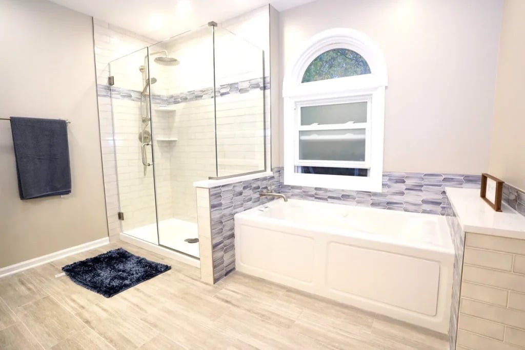 A remodeled bathroom completed by Skor Construction.